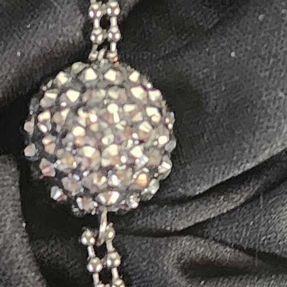 JLO Jennifer Lopez Black Gray Rhinestone Sparkle Balls Beads Choker 16" Necklace - Picture 12 of 16